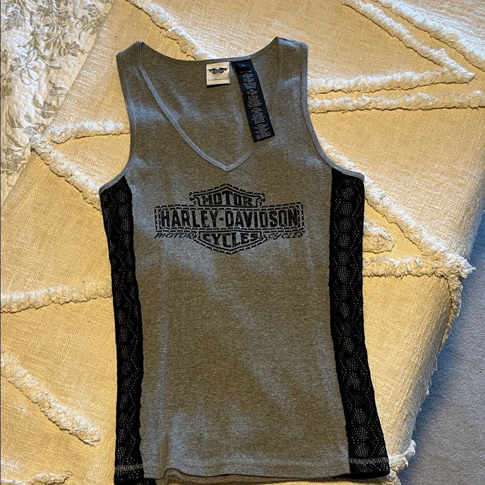 Harley-Davidson Gray Tank with Black Side Lace